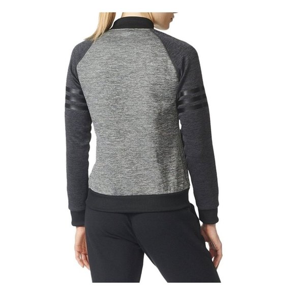 🌼HP🌼 Adidas Women's ClimaWarm Full Zip Heather Gray/Black Fleece Jacket - M - Picture 5 of 11
